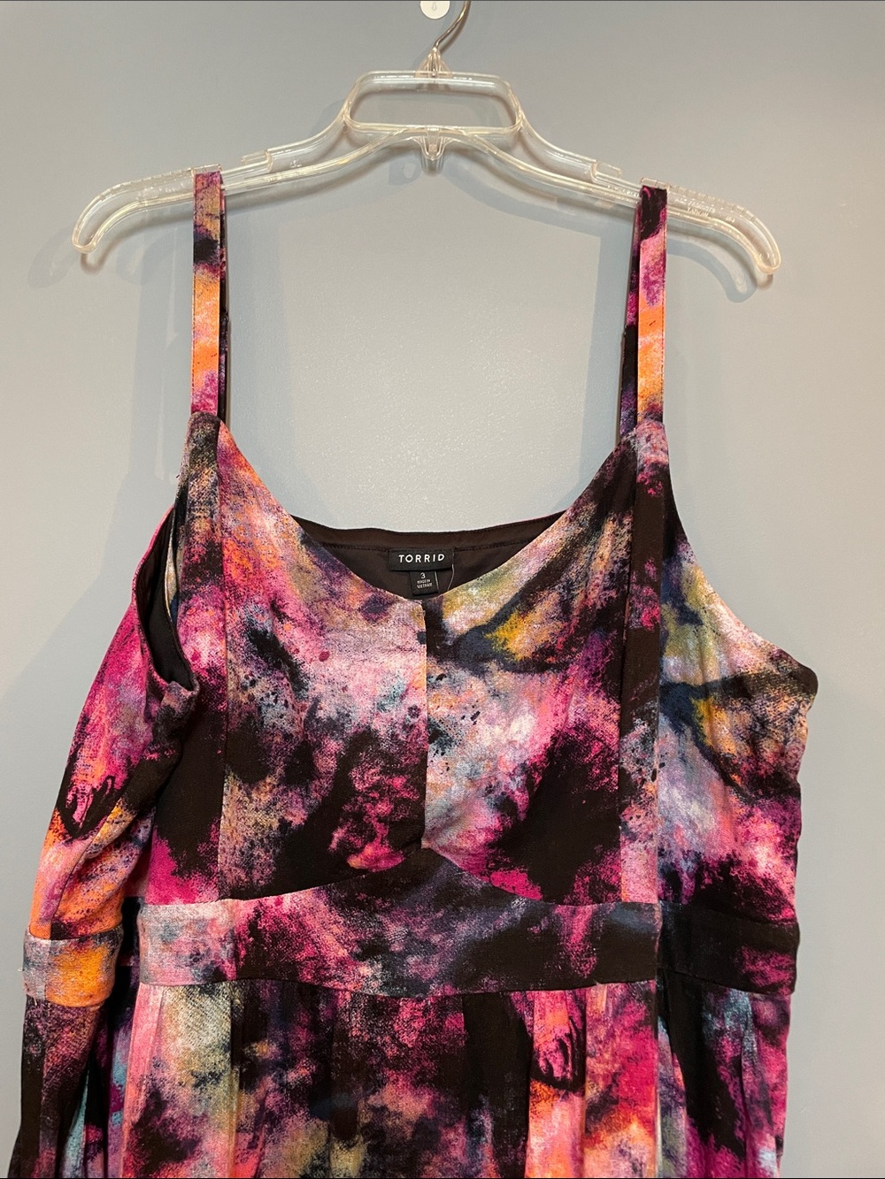Torrid Rainbow Tie Dye Maxi Dress 3X Tiered Boho Galaxy Abstract Print - Picture 6 of 10